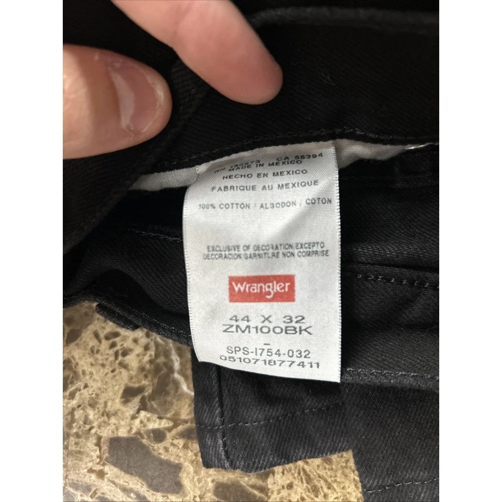 Wrangler Authentics Mens Regular Fit Straight Leg Jeans 44x32 Black ZM100BK
